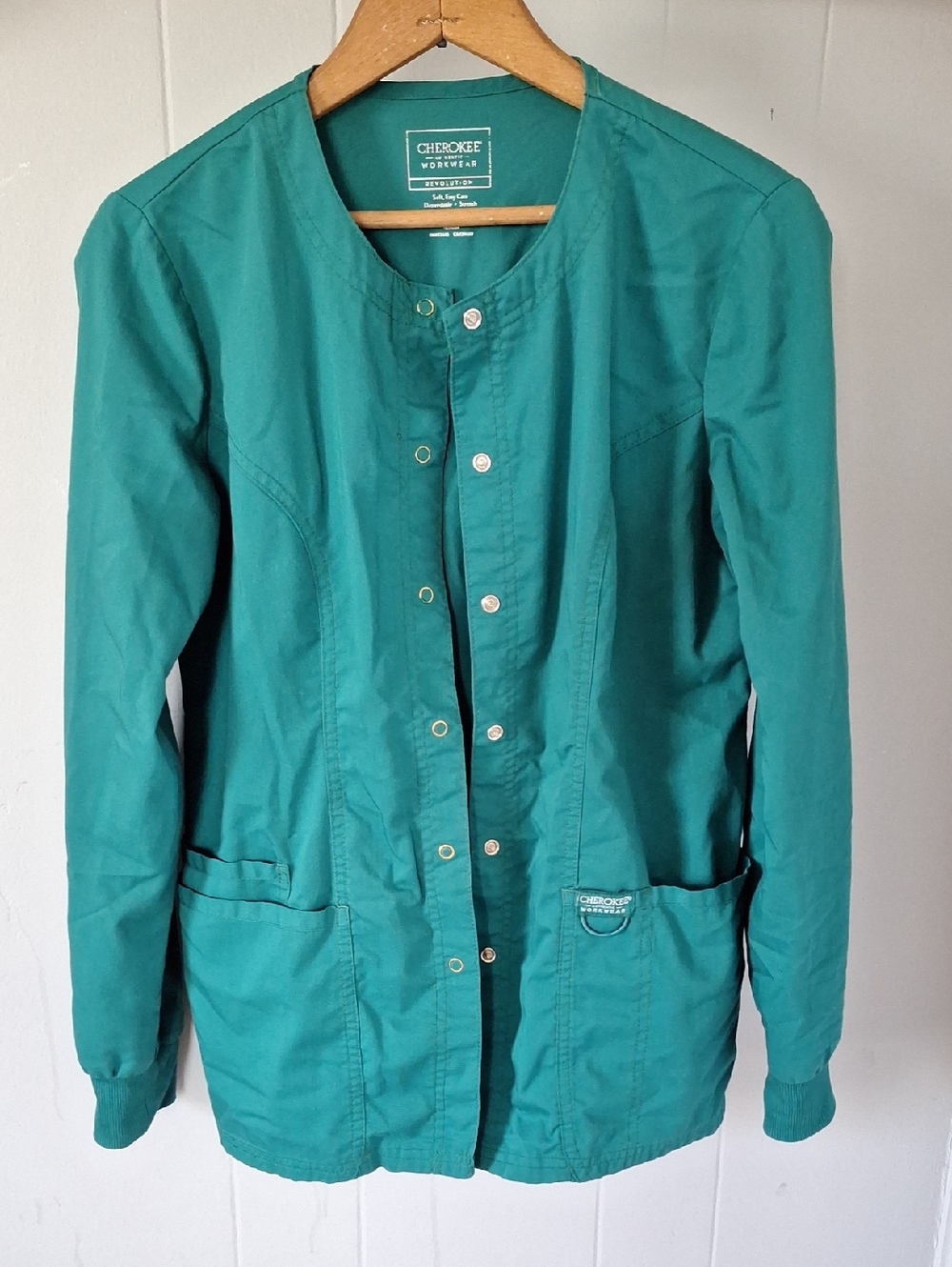 Women's Teal Snap-Front Scrub Jacket